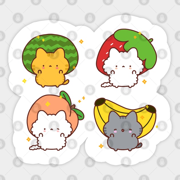 Cats And Fruit Hats Sticker by GeraldineDraws